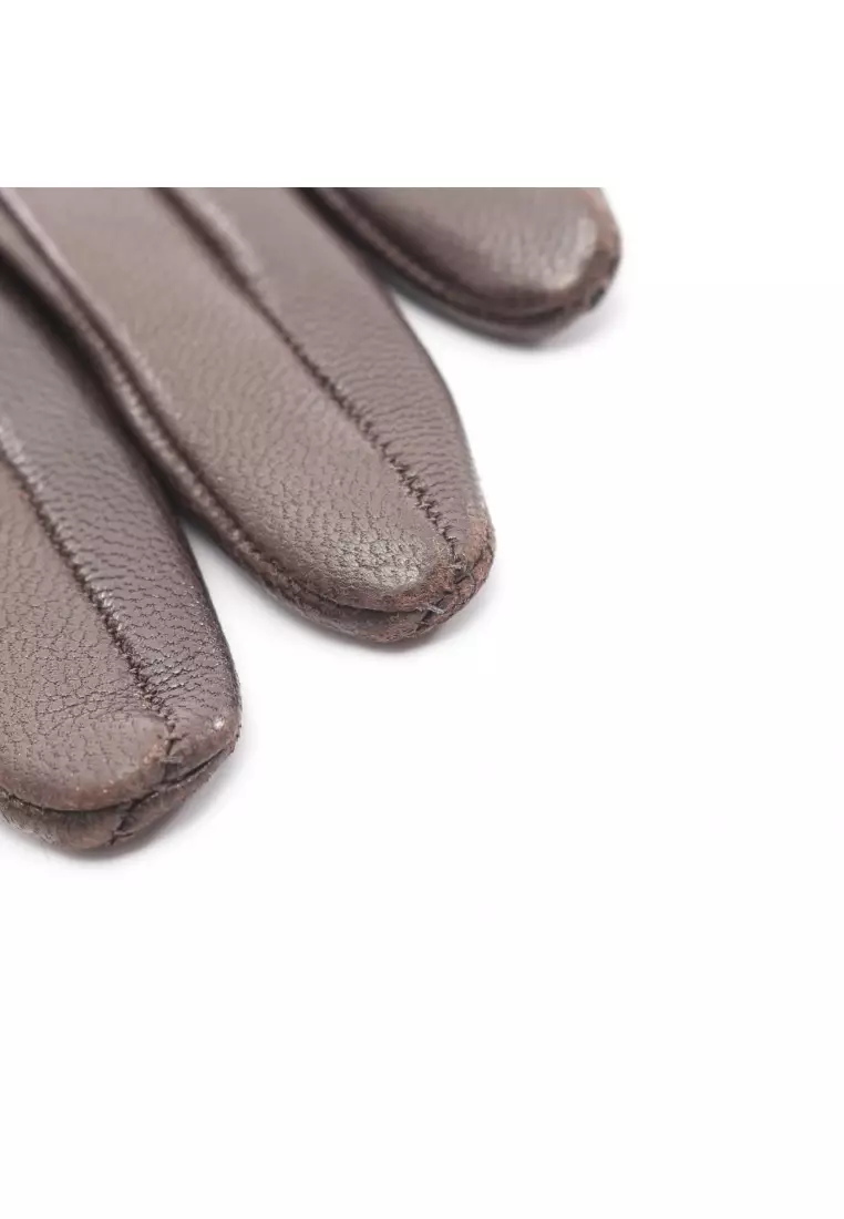 Pre-Loved Hermès H logo gloves glove lambskin Dark brown