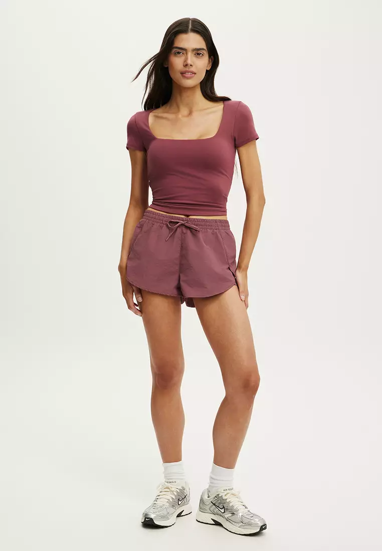 Woven Dolphin Hem Micro Shorts