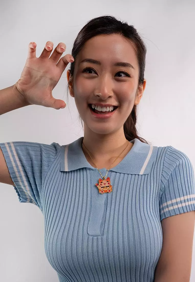 Pixel Lucky Cat Pendant 018