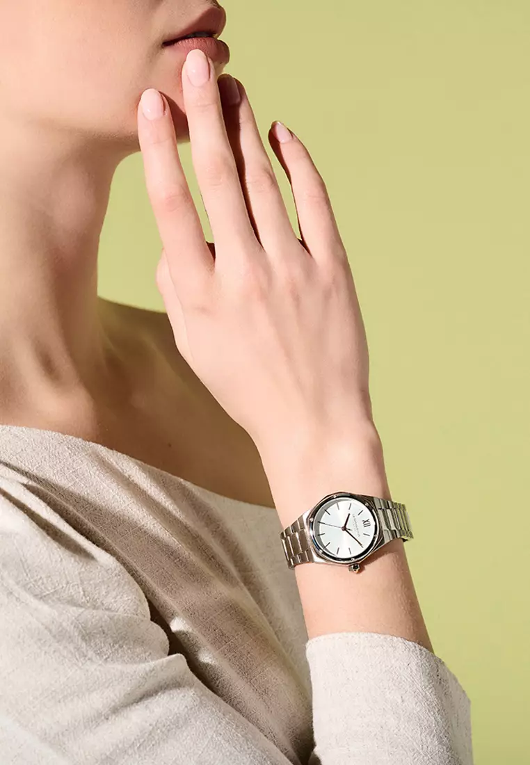 Olivia Burton 33mm Hexa White, Carnation Gold and Silver Bracelet Watch - 24000070