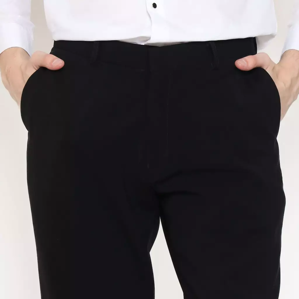 Lawell Celana Panjang Pria Regular Fit Warna Hitam – Polos & Motif Salur | Celana Kerja Nyaman & Rapi