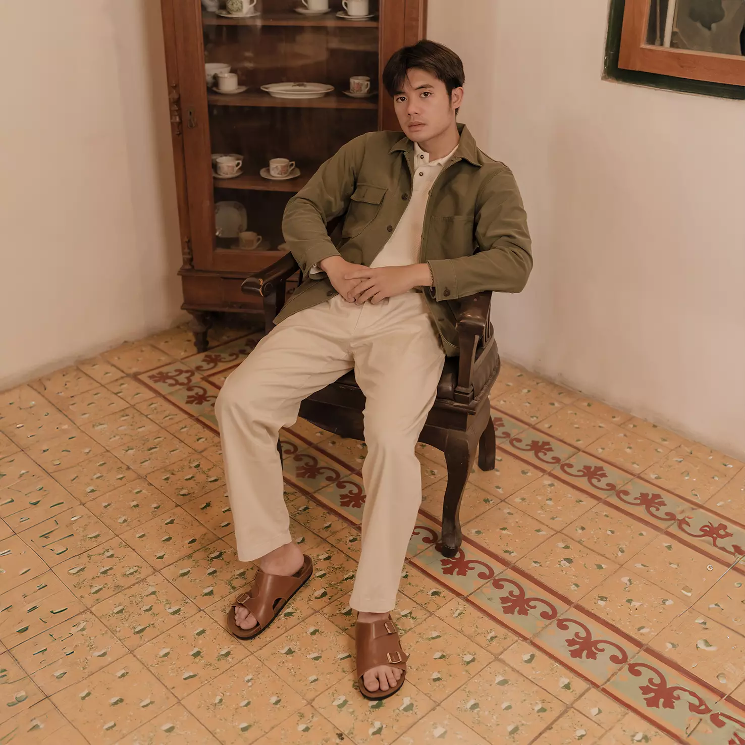 Sandal Kulit Marhadi Sendal Slide Pria Genuine Leather - Karten Tan