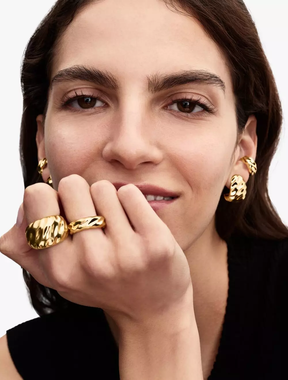 Texture 14k gold-plated ring