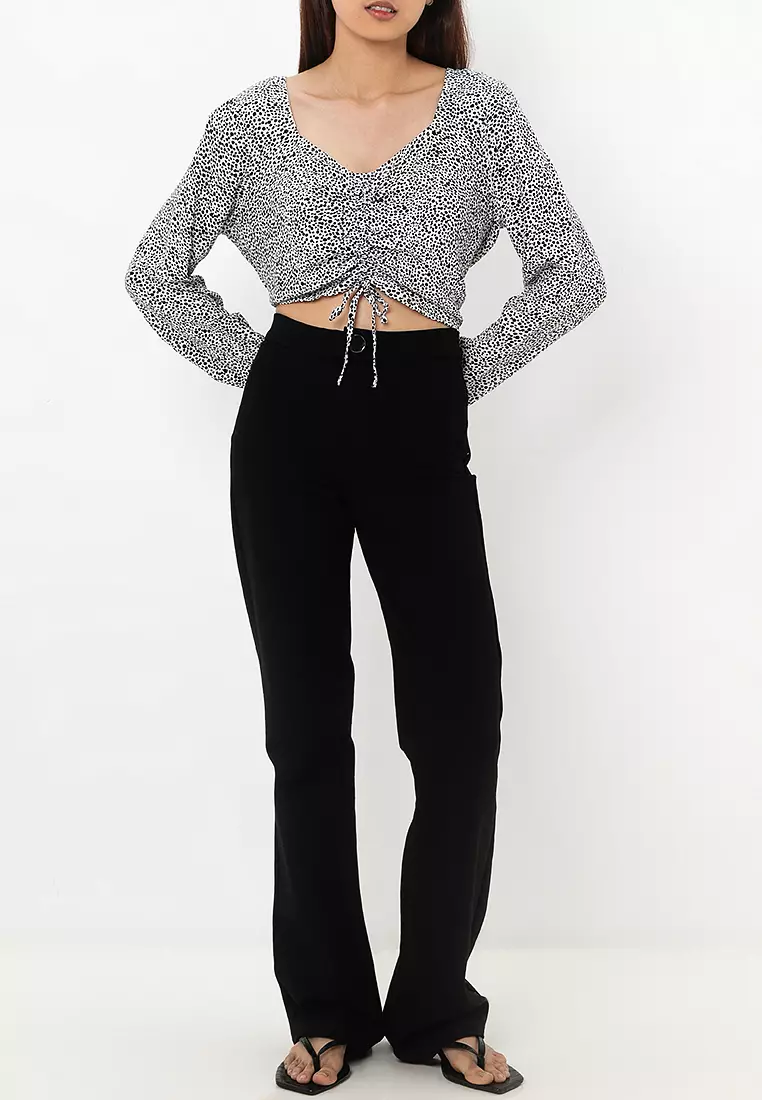 Inga Long Sleeves Ruched Crop Top