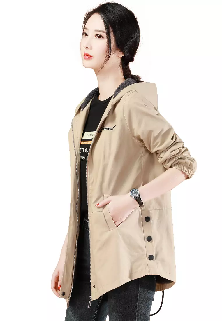 Mid Length Velvet Warm Coat