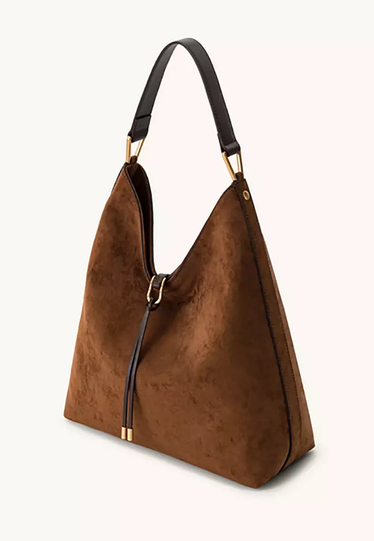 Aria Faux Suede Shoulder Bag - Brown