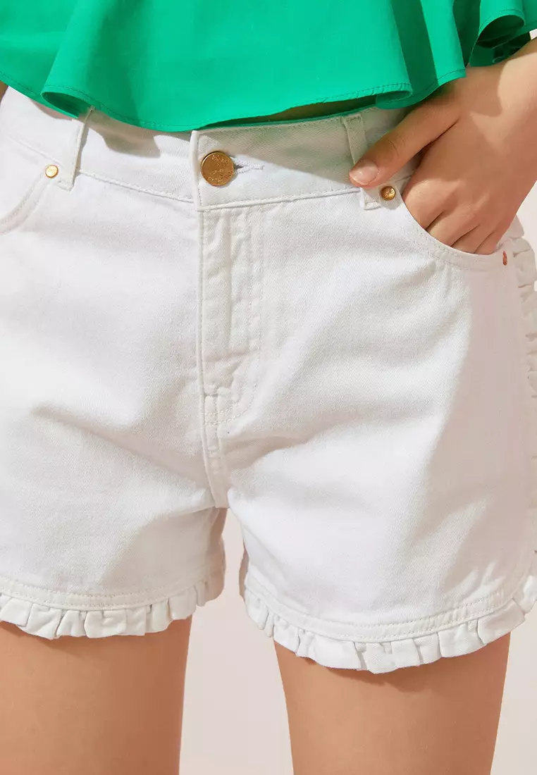 Buy KOTON Frill Denim Shorts 2024 Online ZALORA Singapore
