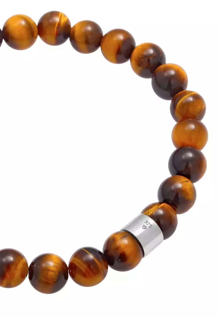 EXCLUSIVE Gelang Perhiasan Perak 925 Pria Tiger Eye Pearl Compass