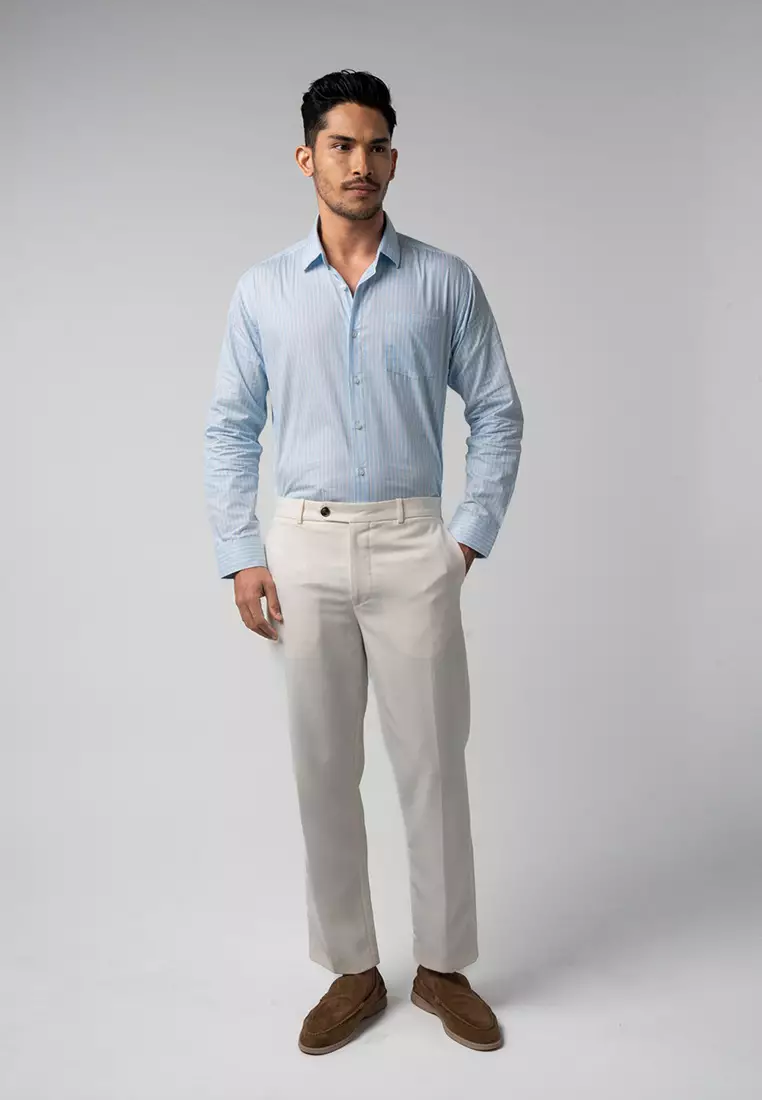 Hugo Stripe Shirt Aqua Blue LS