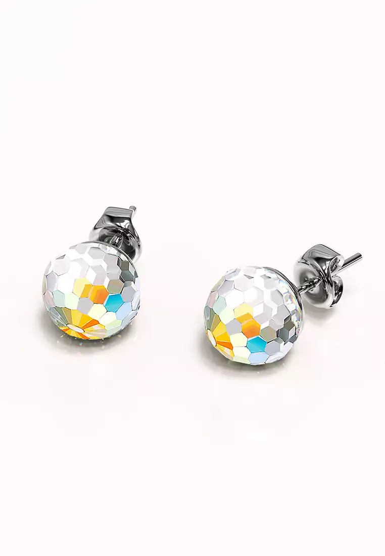 Solid 925 Sterling Silver Gradient Oval Stud Earrings Embellished with Crystals from SWAROVSKI®