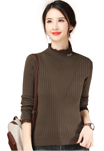 A-IN GIRLS brown Slim-Fit Lace Collar Sweater 784B9AA53AA68FGS_1