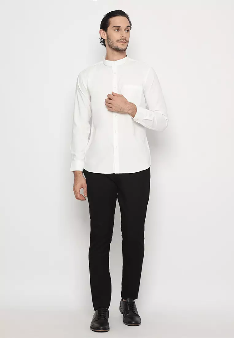 Enzy Basic Kemeja Shanghai Oxford Panjang - Putih