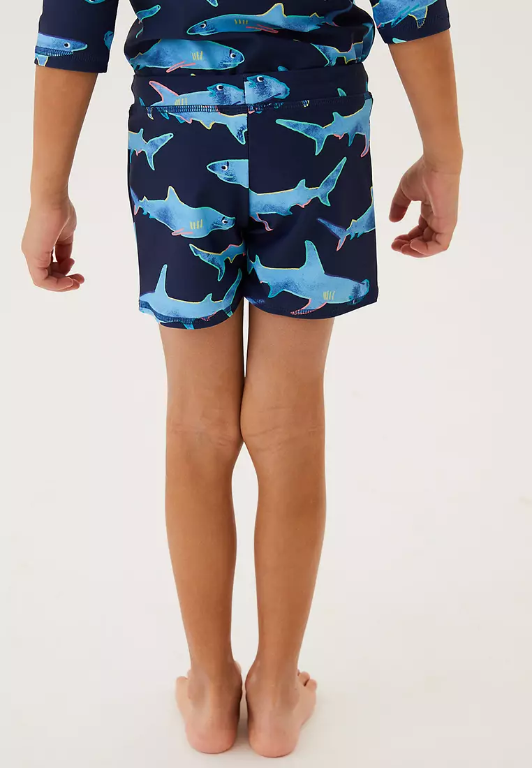 2pk Shark Print Swim Trunks