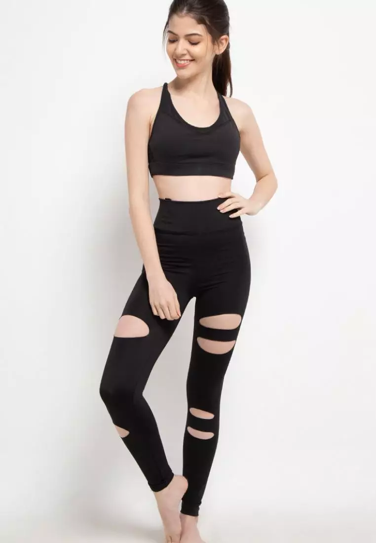 Td Active LB049 Celana Legging Sobek Polos  Yoga