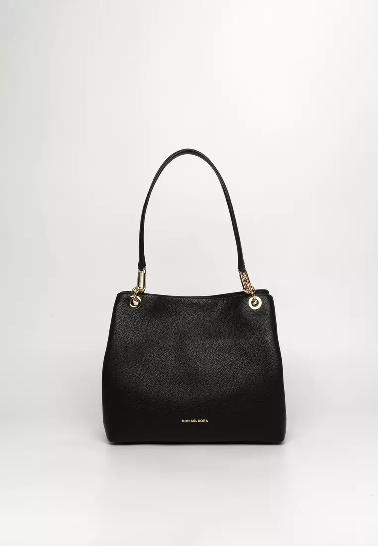 Michael kors black leather shoulder bag outlet