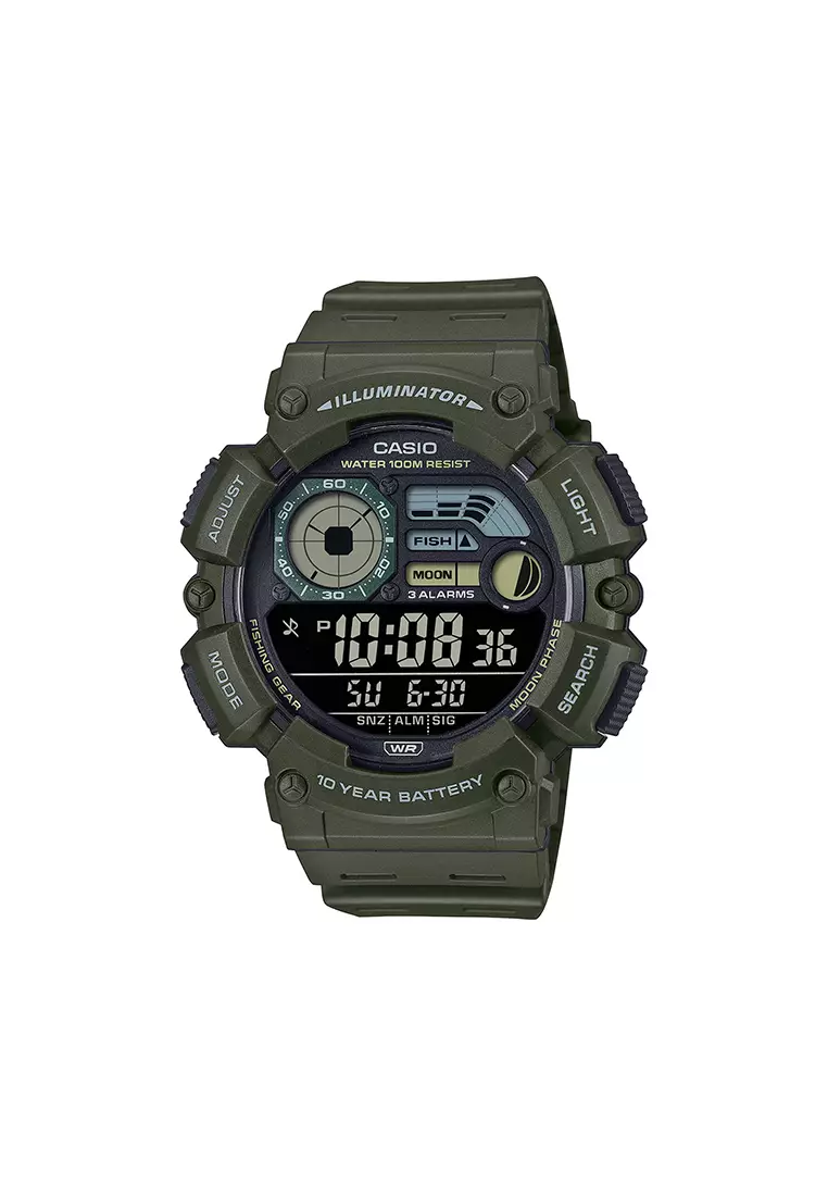 Men Digital Sport Watch WS-1500H-3BV Green Resin Strap