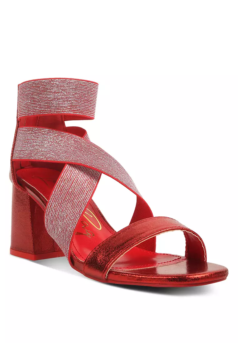 Red block deals heels sandals