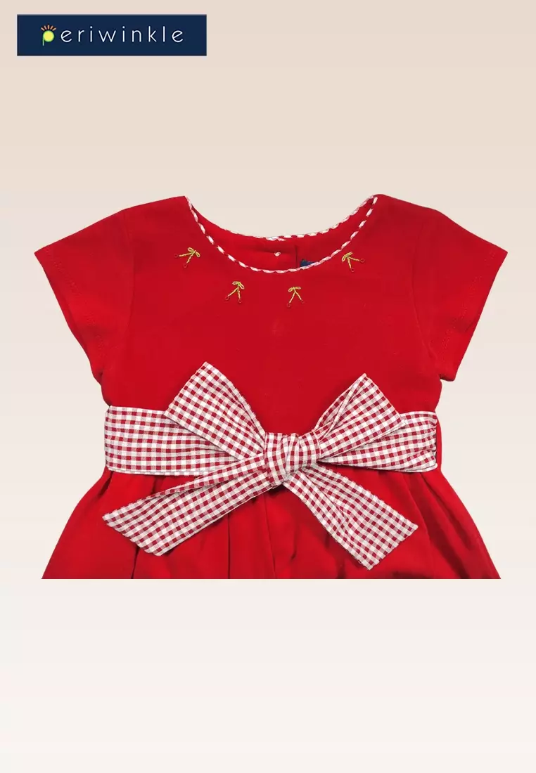 Lille Girls Cherry Belted Contrast Front Dress
