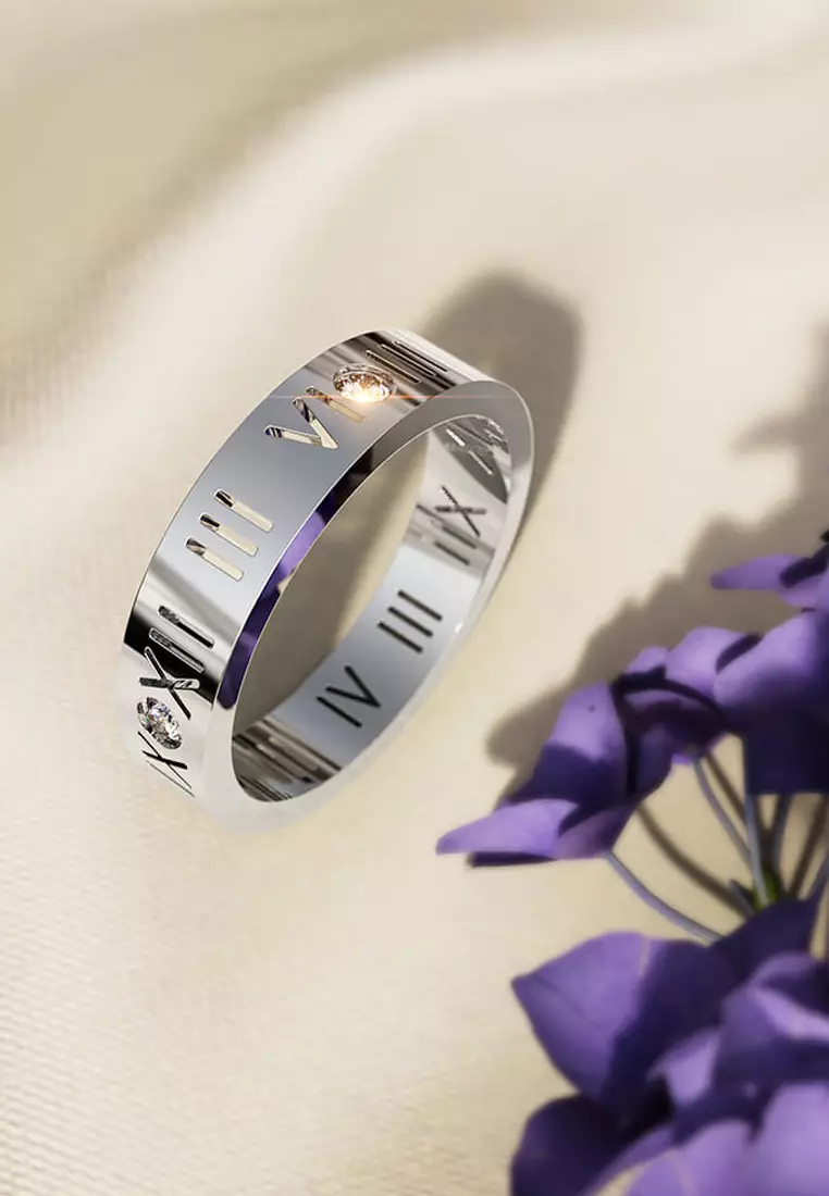 Romanian Numeral Ring In White Gold