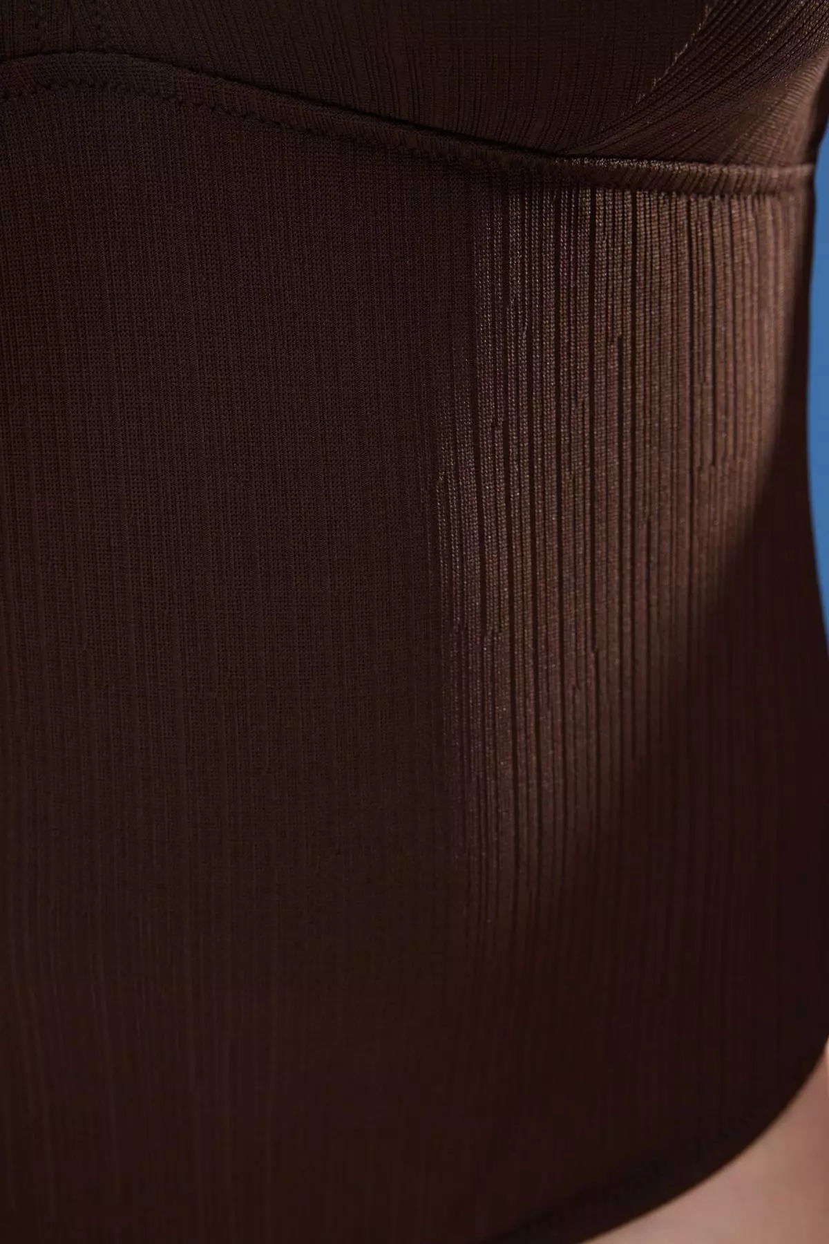 Brown Deep V Neck Textured Plus Size Swimsuit