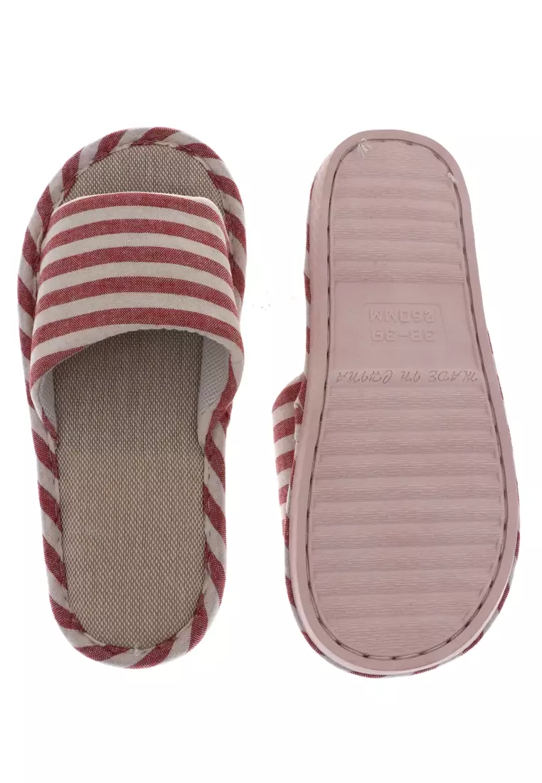 Asher Sandal Selop Wanita Comfy Kain Indoor Size 38/39 Material Linen ORIGINAL - Red