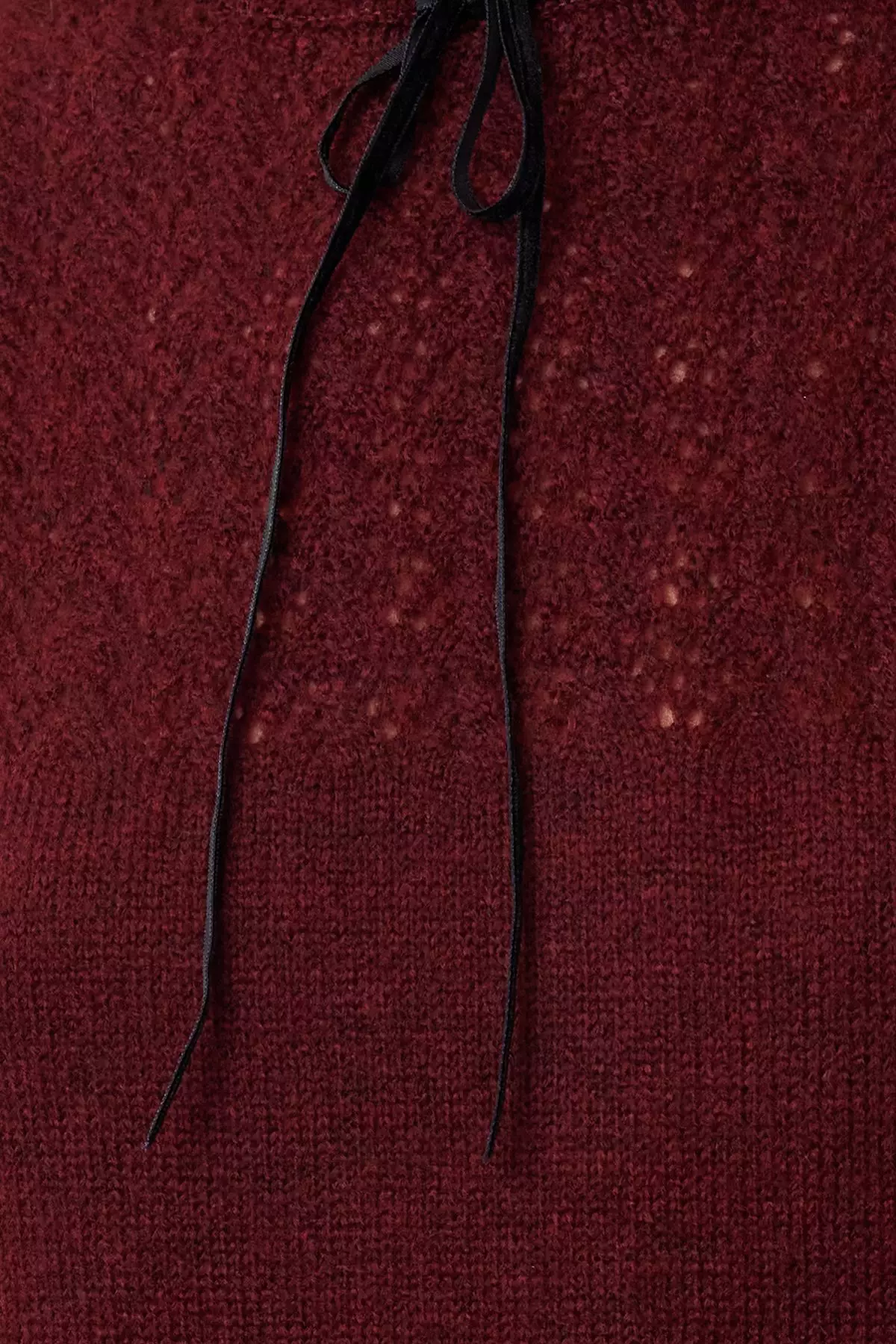 Claret Red Soft Texture Openwork/Hole Ribbon/Bow Detailed Knitwear Sweater TWOAW21KZ2355