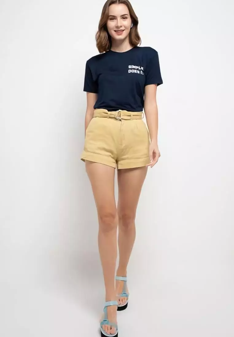 LTD71 Kl Simple Doest It Navy Kaos Casual Wanita