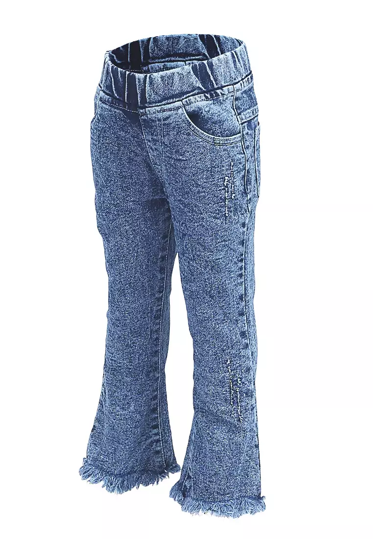 Yocelyn Celana Jeans Cutbray Anak Perempuan Kid Long Pants Polos Material Denim ORIGINAL - Snow