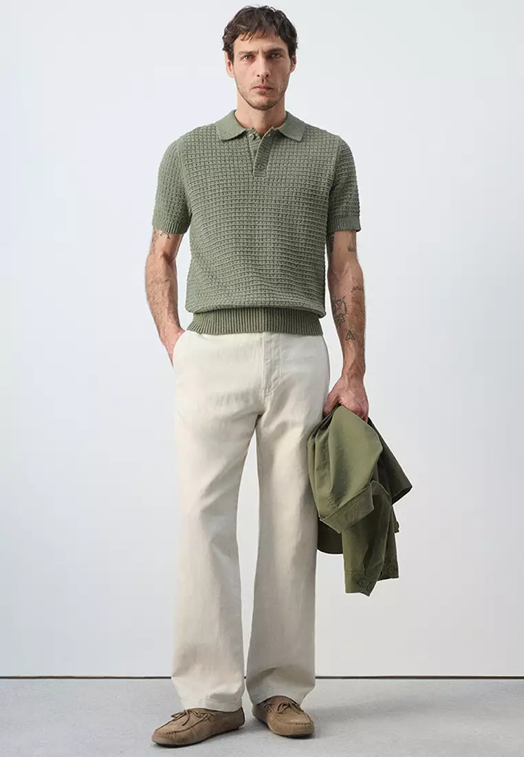 Waffle Knit Polo Shirt