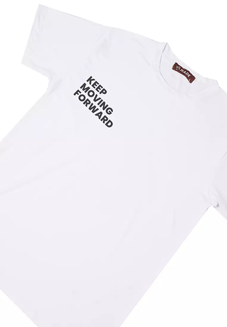 NTD93 Kaos Gym Stretch Nade "keep moving forward" putih