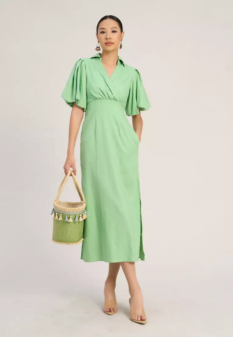 green dress malaysia PAWANA IN EMERALD GREEN – FuzanaM main image 1