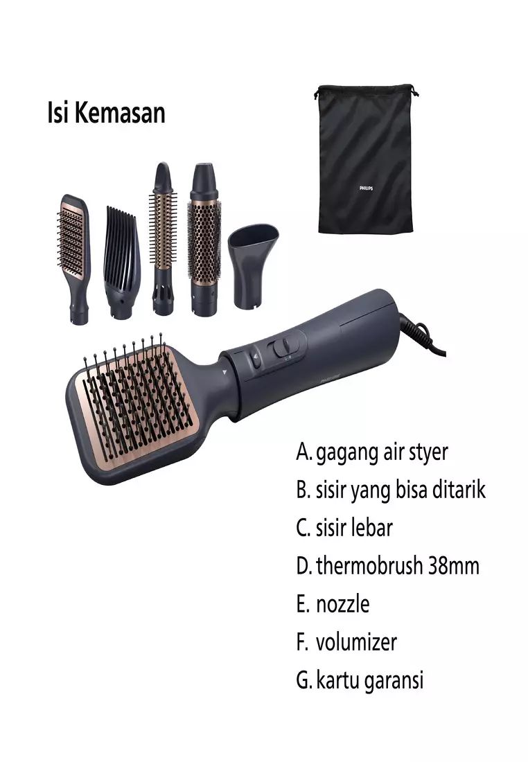 Philips  | Airstyler  | Catokan Curly | Rambut Ekstra Shiny Seperti dari Salon | 5 Aksesoris | BHA530/00