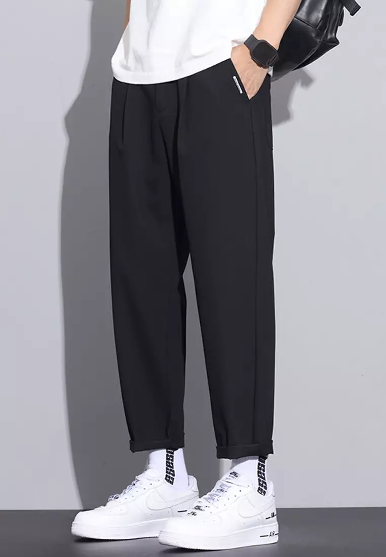 彈性腰圍修身西褲