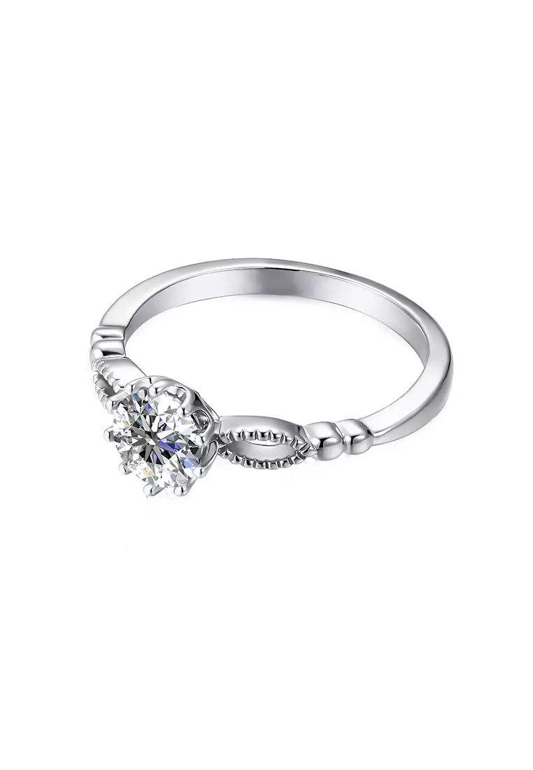 Berlian Moissanite Le Cote Ring [GRA CERTIFICATE MOISSANITE DIAMOND] - Cincin 0.8 CT Moissanite Diamond 925 Silver Celesta by Her Jewellery