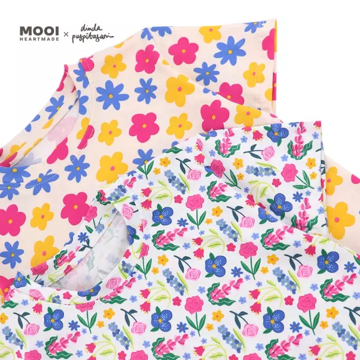 Mooi X Dinda Puspitasari Atasan Anak Perempuan T-shirt Tee - Cream