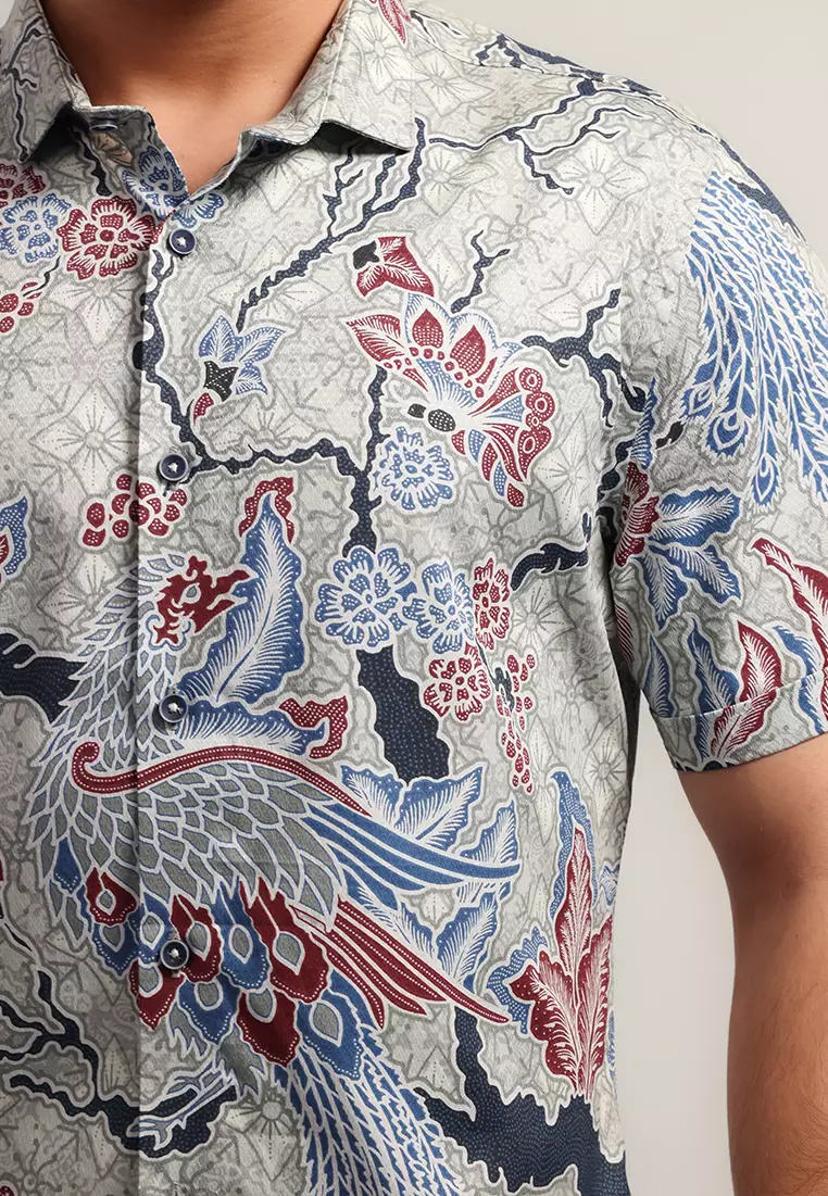 MOC - Kemeja Batik Pria Lengan Pendek Narada - Green Warna Green