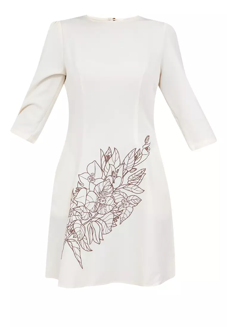 DUNEA Filipiniana Long Sleeves Bougainvillea Dress