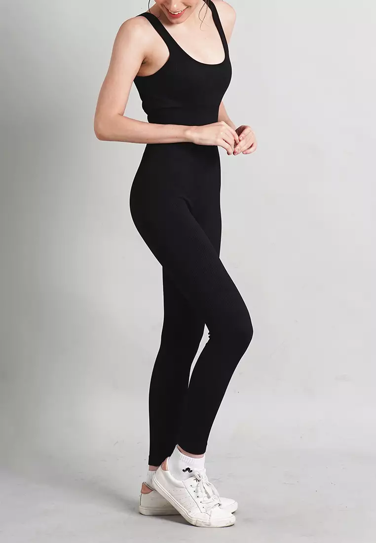 Frankie Collection: Ribbed Bodycon Padded Onesie