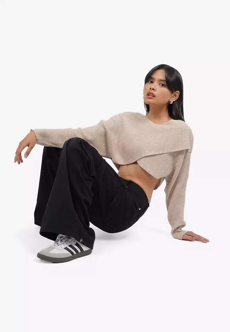 Overlap Long Sleeve Knit Top