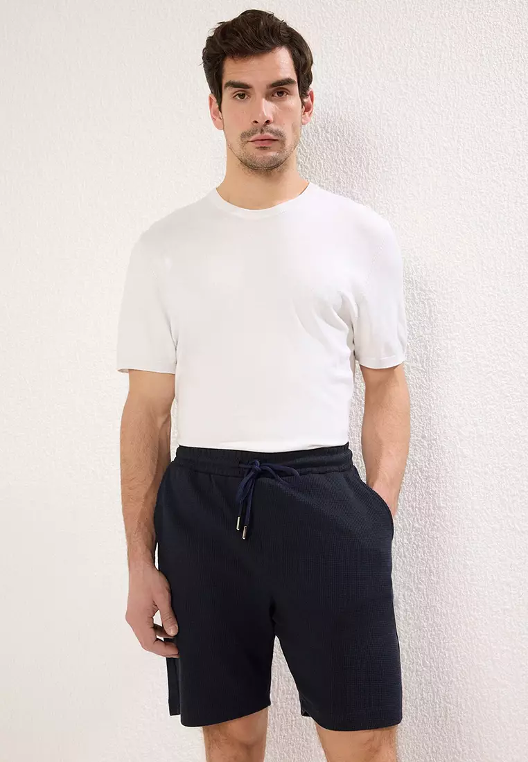 Black-Navy 2-Pack Regular/Normal Cut Textured Packaged Shorts & Bermuda TMNSS23SR00076