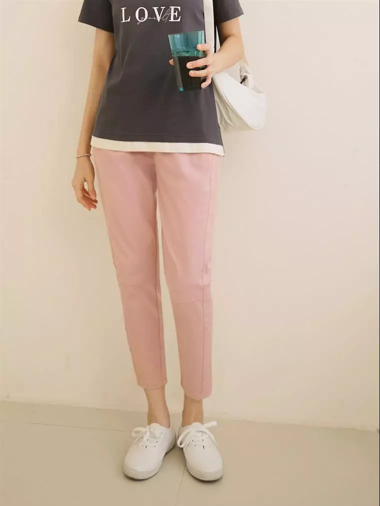 Slub cotton elastic harem pants [BA4007]