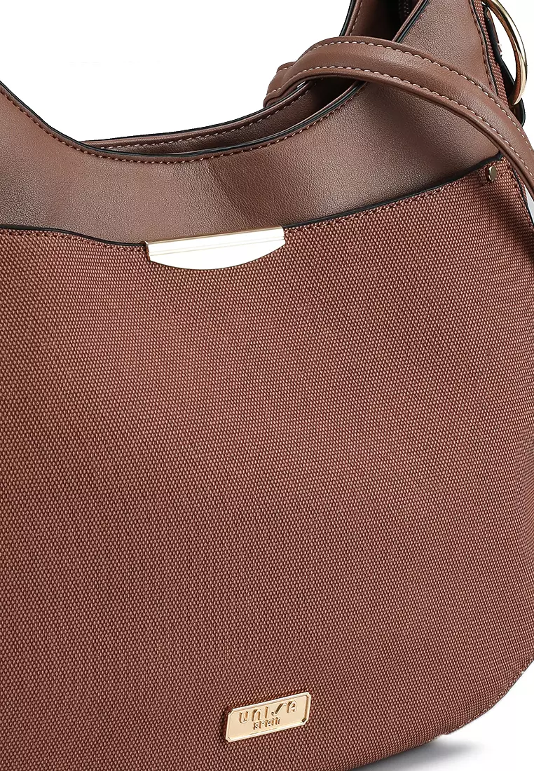 Duo-Texture Convertible Shoulder Bag