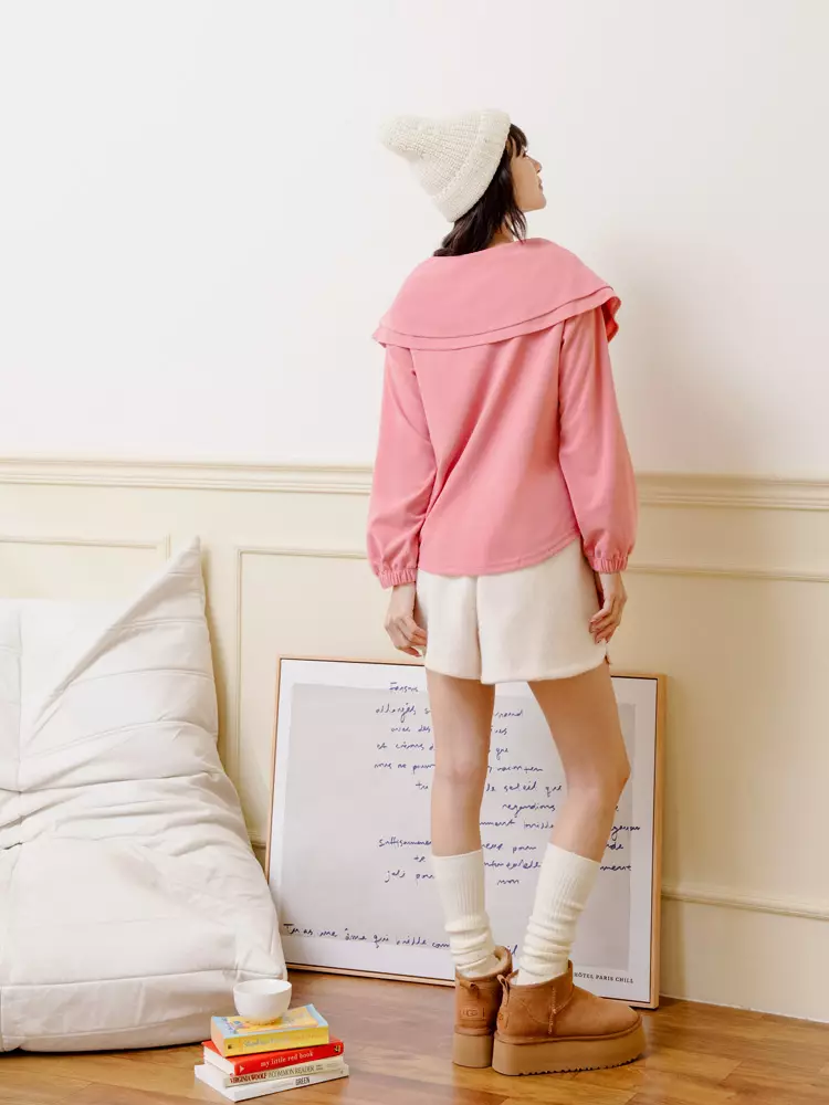 Velvet Layered Lapel Puff Sleeve Top [AB19107]