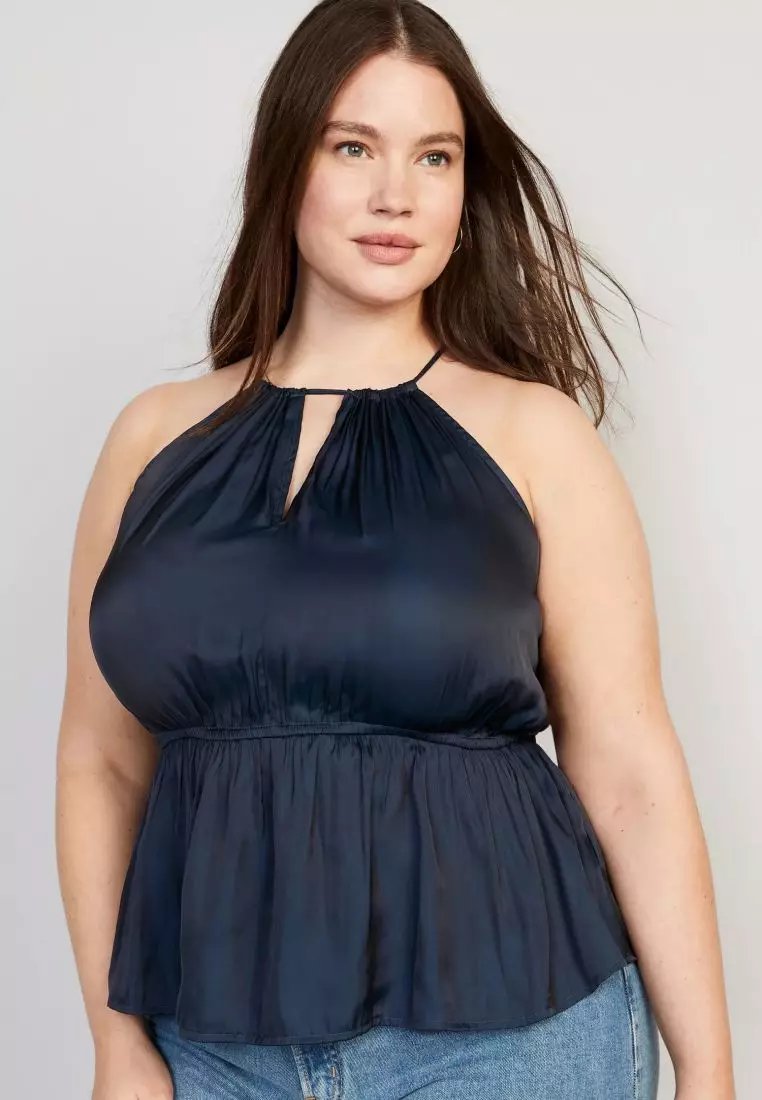 Buy Old Navy Waist-Defined Halter Satin Blouse for Women 2025 Online ...