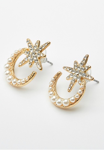 6IXTY8IGHT gold Ember, Crescent Moon and Star Earrings AC03312 73CE5AC5CECEB0GS_1