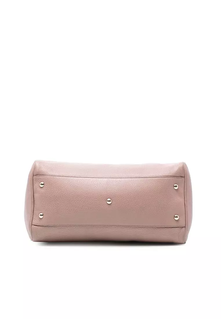 Pre-Loved Gucci Medium Calfskin Bamboo Shopper Boston Bag