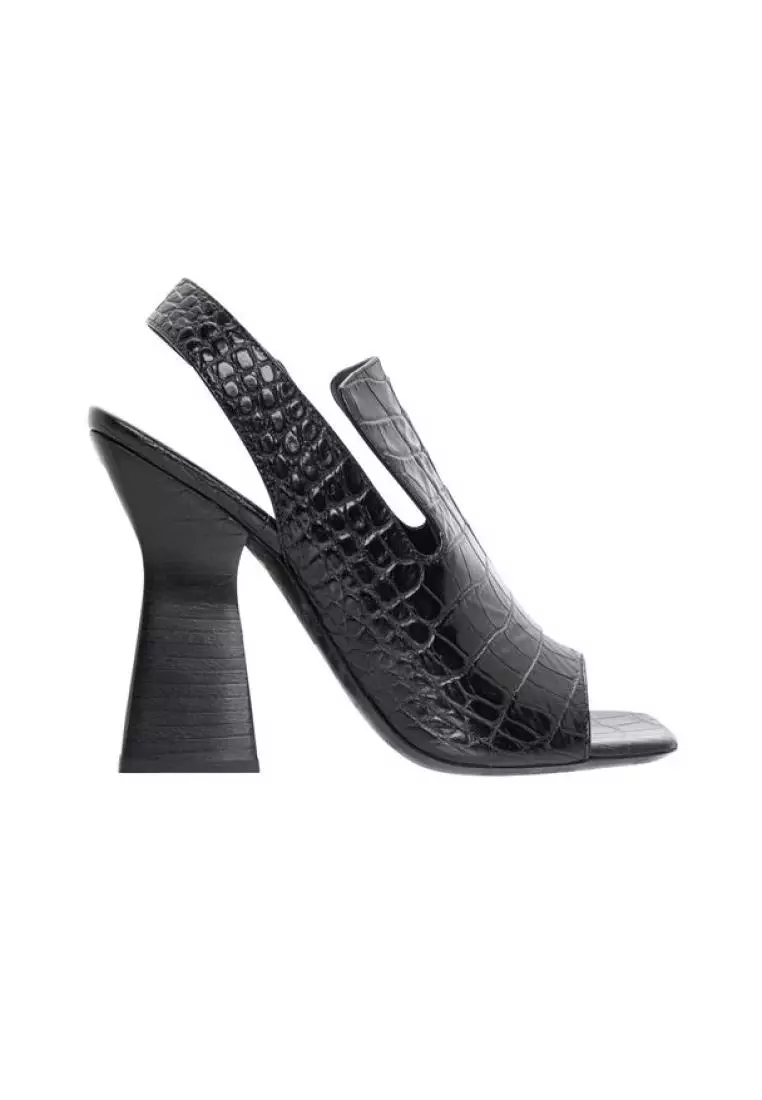 Buy Celine Pre Loved CELINE Croc Embossed Leather Peep Toe Sandals