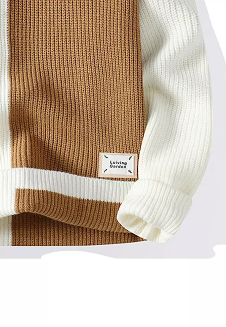 VANSA Patchwork Loose Knitted Sweater VCM-Kw23783