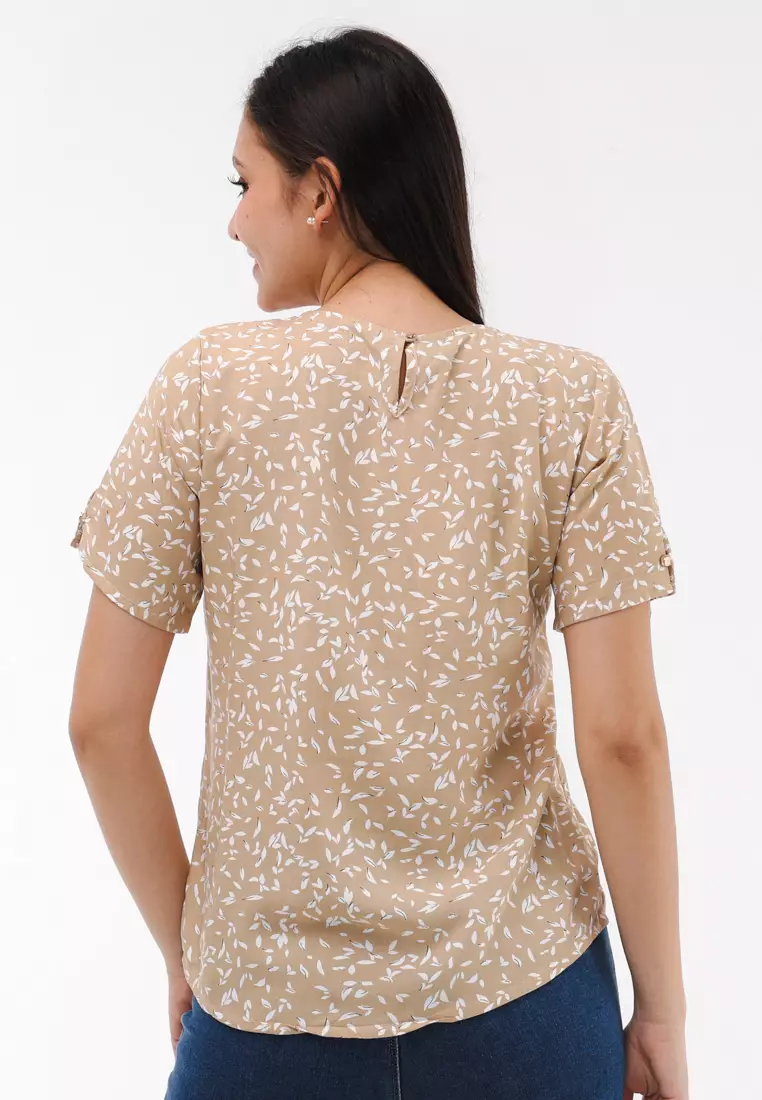 Woven Printed Rayon Short Sleeves Blouse