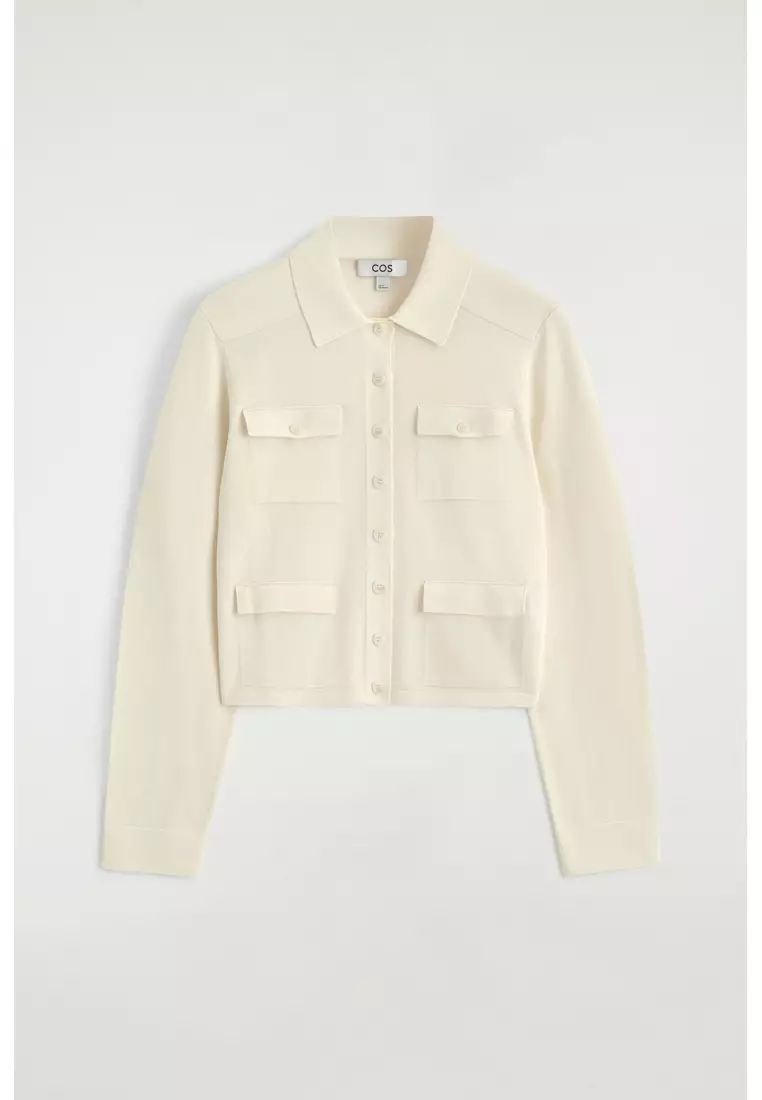 POCKET-DETAIL KNITTED COTTON CARDIGAN